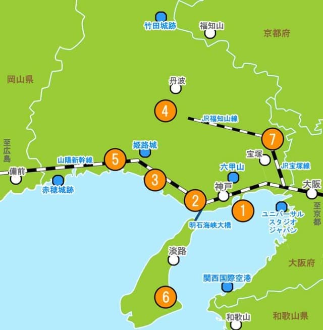 地図で見る兵庫県の教習所一覧