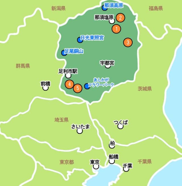 地図で見る栃木県の教習所一覧