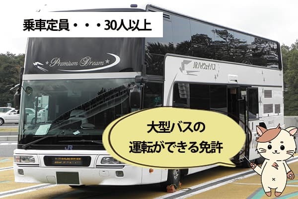 乗車定員…30人以上 大型バスの運転ができる免許