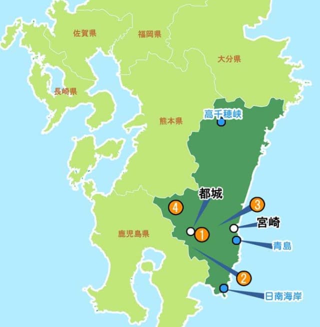 宮崎県の地図・教習所の場所と付近の情報