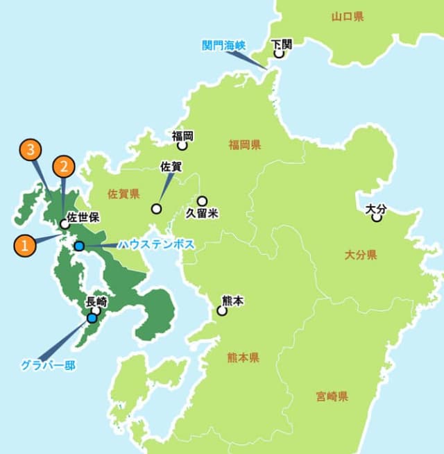 長崎県の地図・教習所の場所と付近の情報