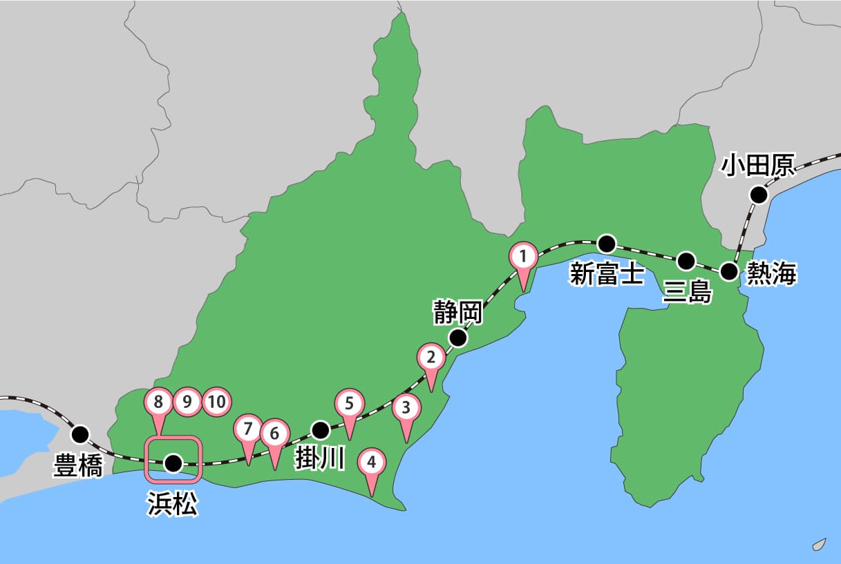 静岡県の地図・教習所の場所と付近の情報