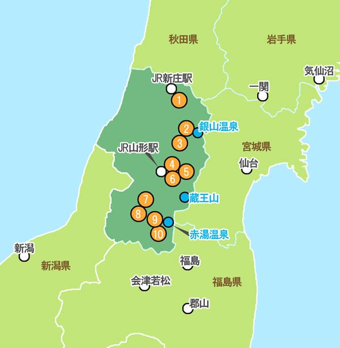 山形県の地図・教習所の場所と付近の情報