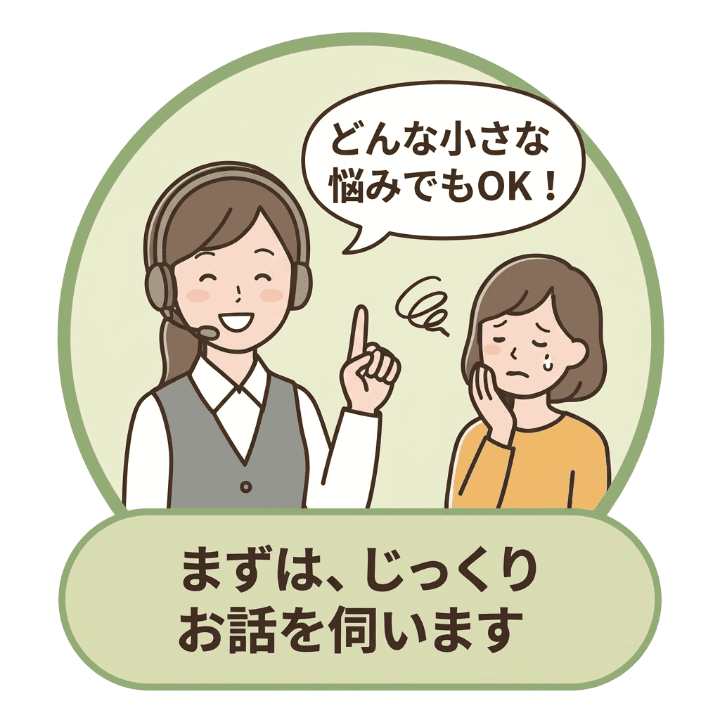 まずはじっくりお話を伺います