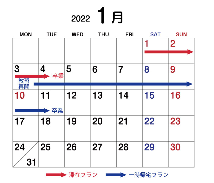 2022年1月のカレンダー